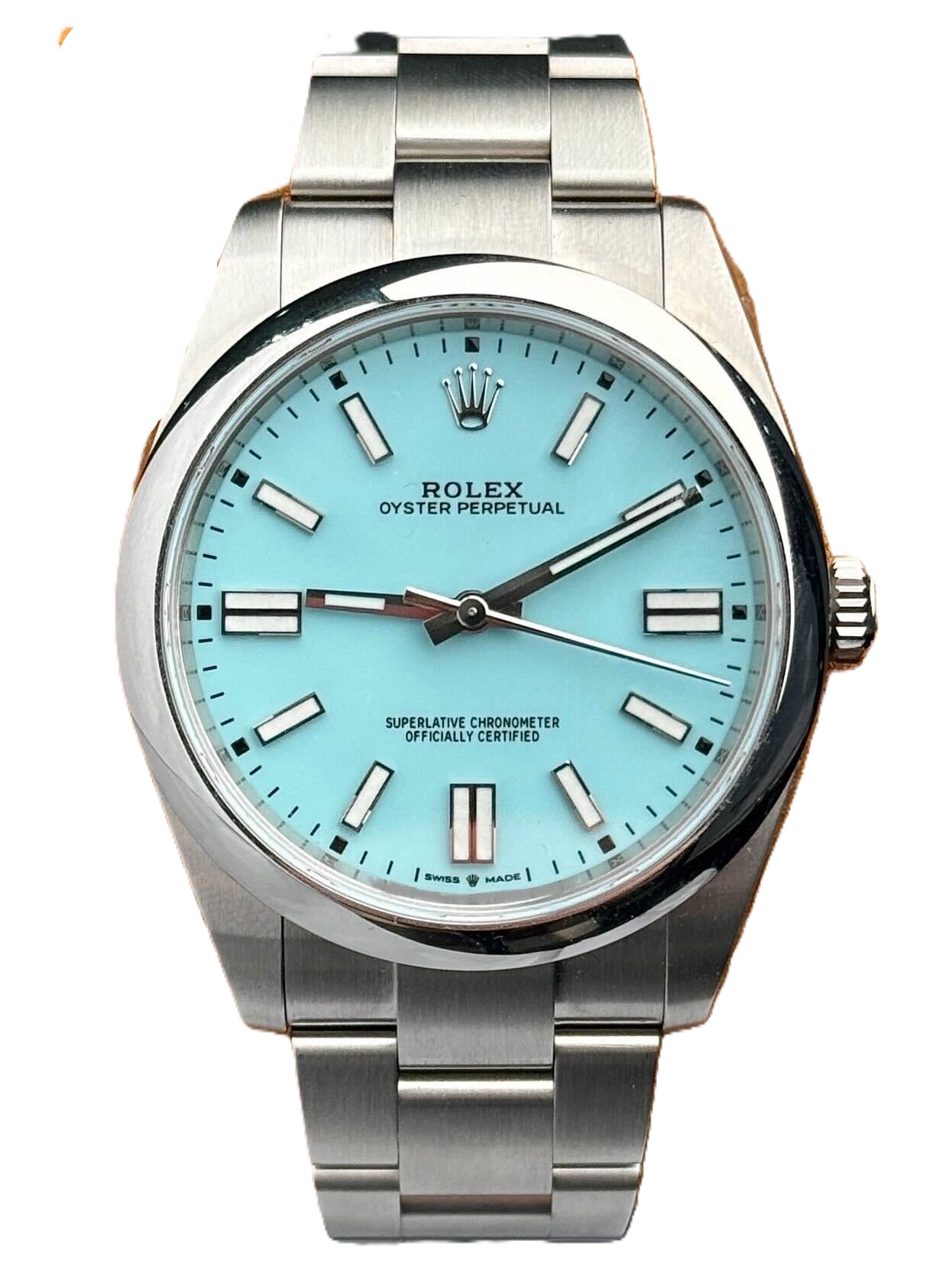 rolex oyster perpetual tiffany blue 41mm 124300